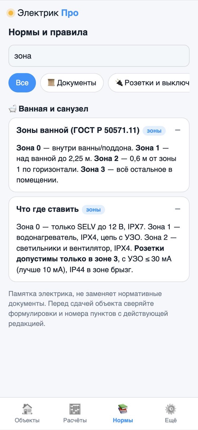 Справочник норм: зоны ванной